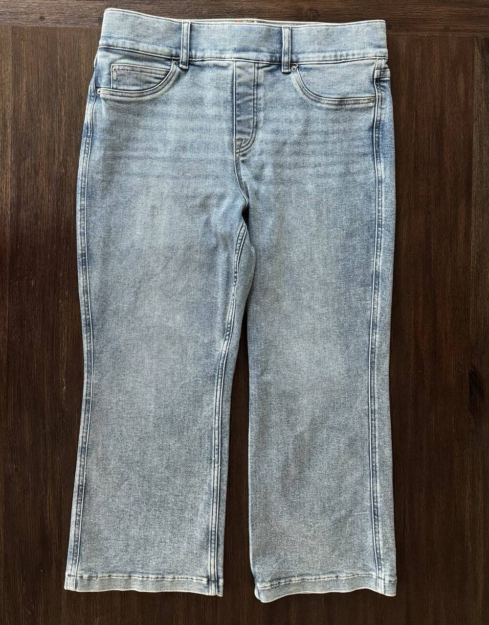 Spanx Petite Kick Flare Jeans Indigo Sky Womens 1X High Rise 25” Inseam